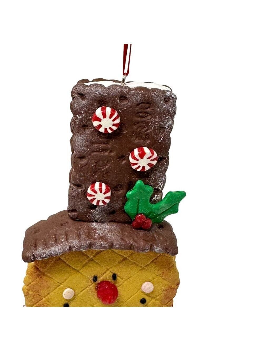 Snowman Ornament Faux Cookie Chocolate Peppermint Top Hat Holiday Kitchen Decor - Picture 2 of 16